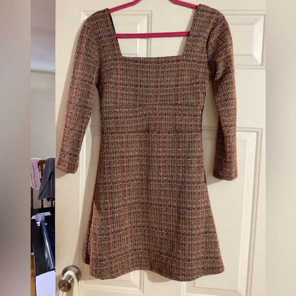 Free People Uptown Girl Mini Dress Brown Multi Color Size 4 - Picture 5 of 14